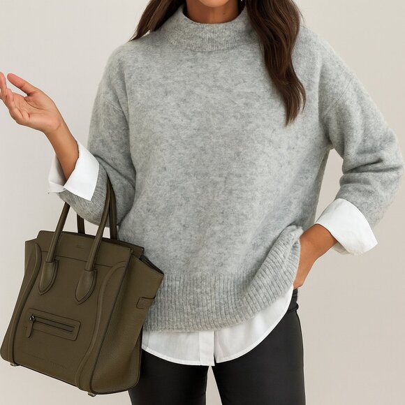 NWT Relaxed Fit Oversized Knit Turtleneck Sweater Jumper - Picture 1 of 8